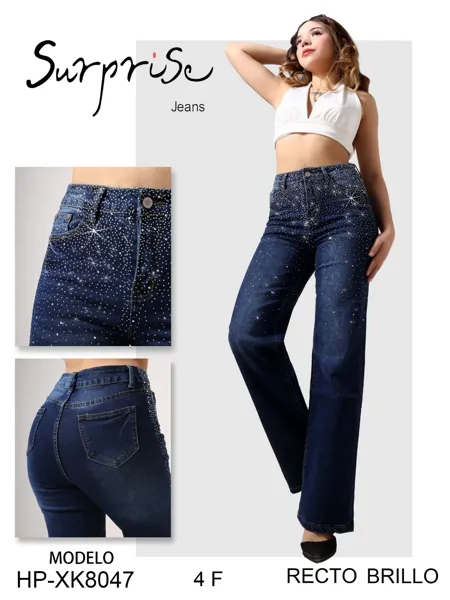 Jeans Recto con Brillos