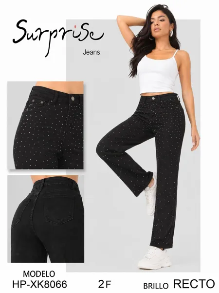 Jeans Rectos con Brillo