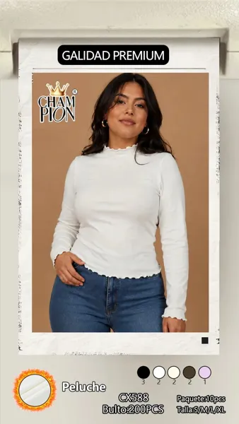 Blusa manga larga cuello alto