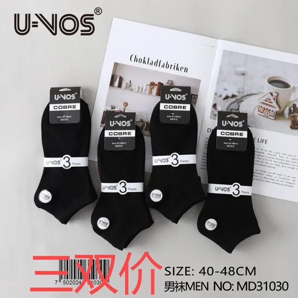 Calcetines cortos para caballero en color negro, paquete de 3 pares
