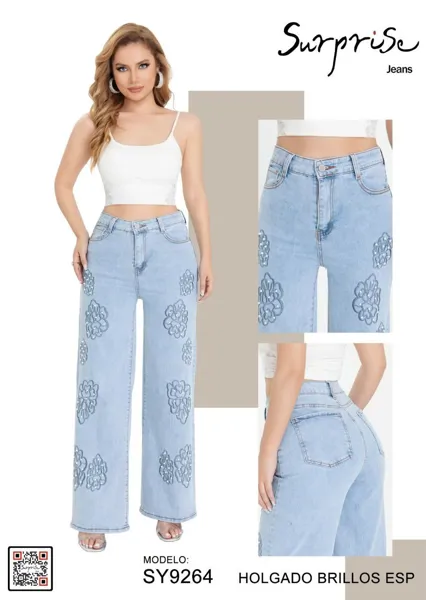 Jeans holgados con brillos Surprise