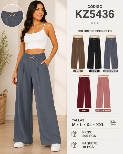 Pantalones de pierna ancha con hebilla