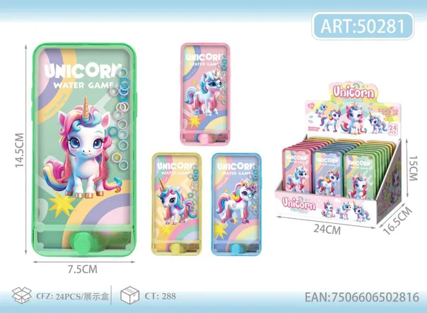 Consola de juego de agua tipo teléfono Unicornio 3D