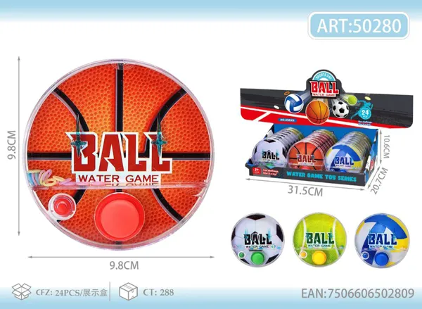 Consola de juego de agua transparente de pelotas