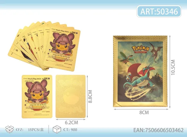 Nuevas cartas de juego doradas de Pokémon (color oro)