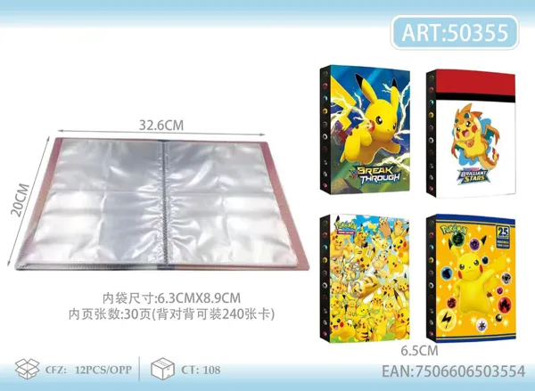Álbum coleccionador de cartas Pokémon Pikachu (para 240 cartas)