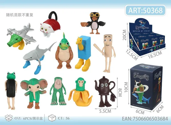 Caja sorpresa de figuras elásticas Fungurums (modelo A, 58 g)