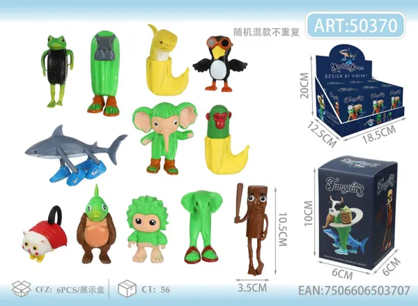 Caja sorpresa de figuras elásticas Fungurums (modelo D, 63 g)