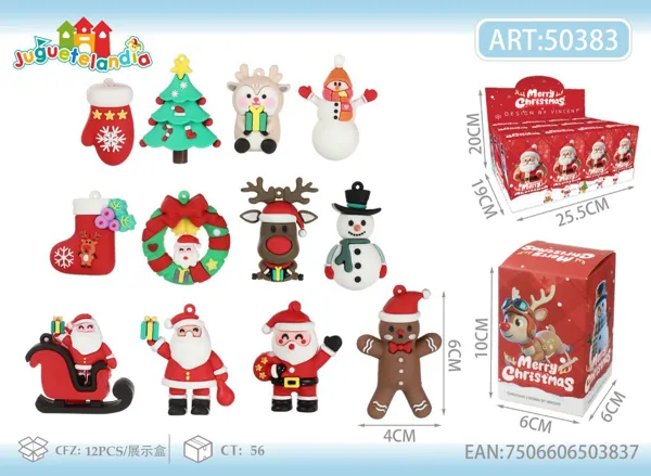 Caja sorpresa de figuras navideñas de resina (modelo C, en caja exhibidora)