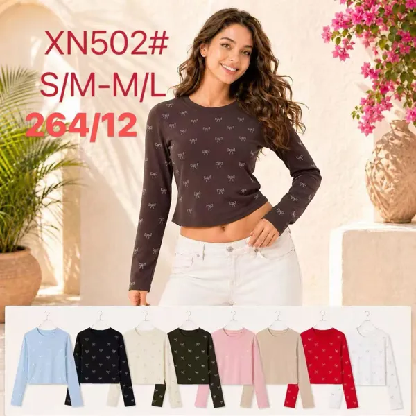 Crop top estampado con moños