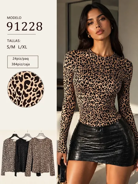 Blusa manga larga animal print