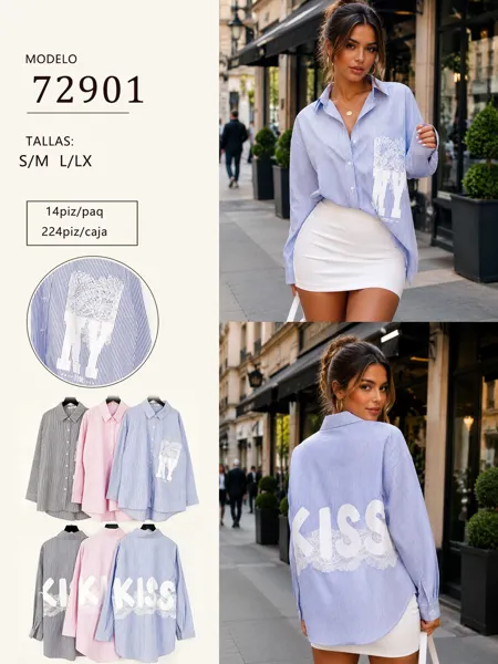 Camisa rayas con encaje