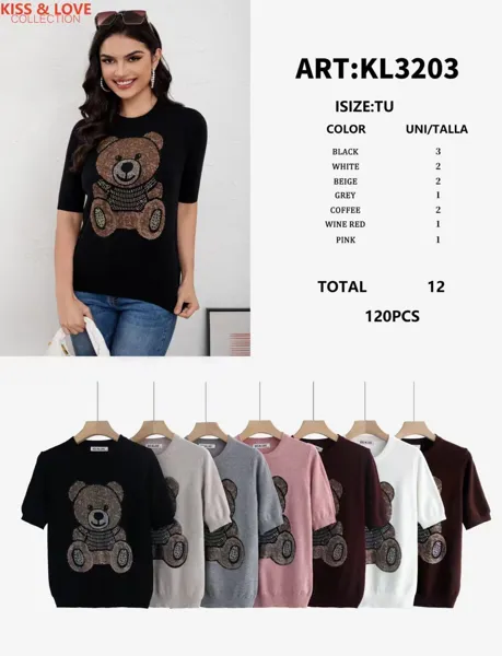 Playera con estampado de oso
