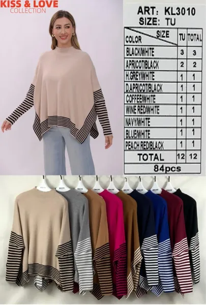 Suéter tipo poncho a rayas