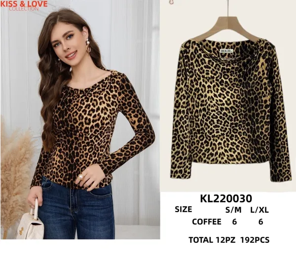 Blusa manga larga estampado leopardo