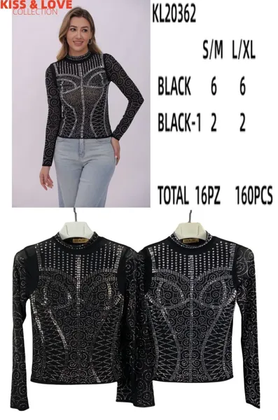 Blusa manga larga con pedrería