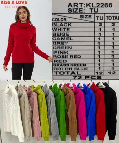 Suéter de cuello alto con diseño de ochos