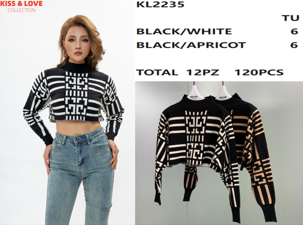 Suéter crop top geométrico
