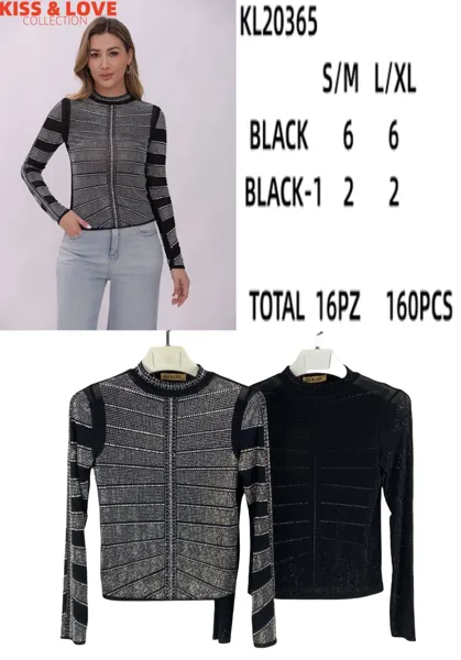 Blusa manga larga con pedrería