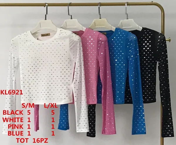 Blusa manga larga con aplicaciones