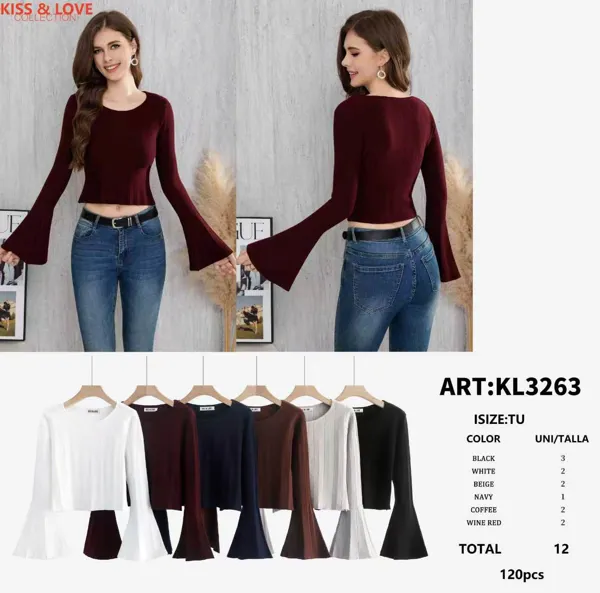 Blusa manga larga con acampanado