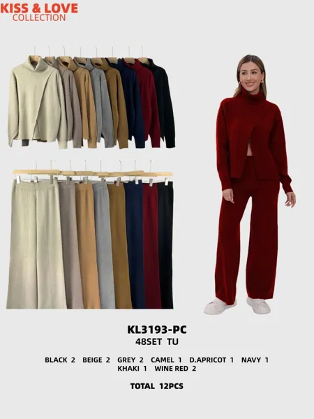 Conjunto de suéter de cuello alto y pantalón