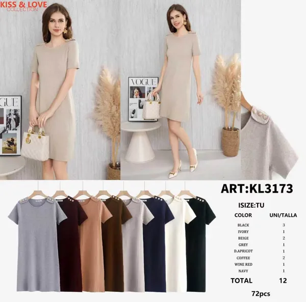 Vestido casual con botones en hombros