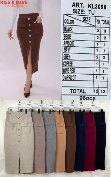Falda midi con botones y bolsillos