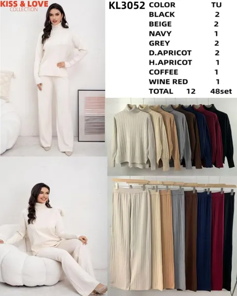 Conjunto de suéter de cuello alto y pantalón