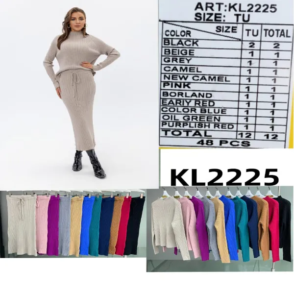 Conjunto de suéter y falda de punto