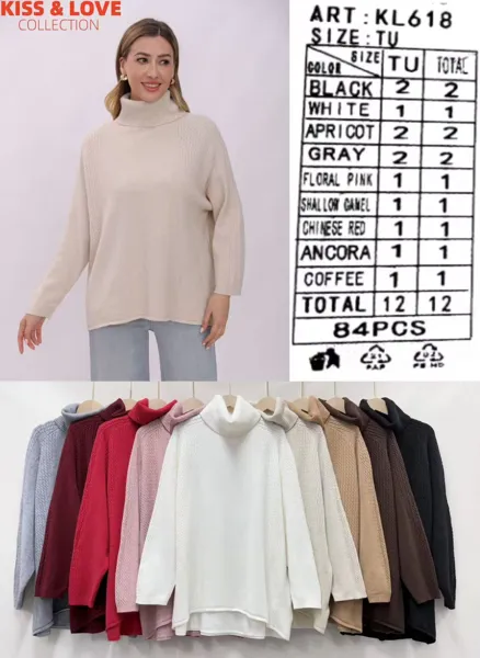 Suéter de cuello alto con textura