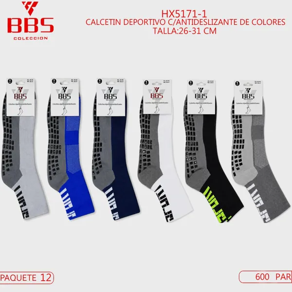Calcetines deportivos antiderrapantes para caballero