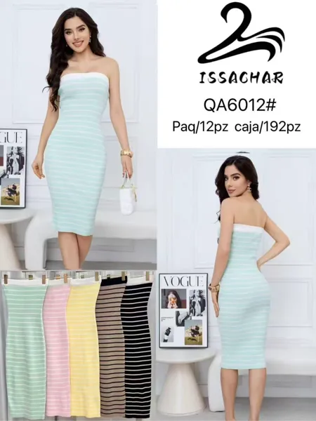 Vestido strapless a rayas