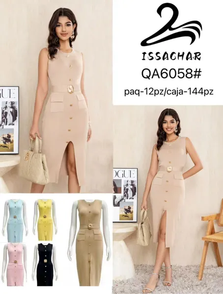 Vestido con botones y cinturón