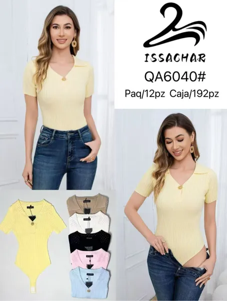 Body de punto con cuello y detalle