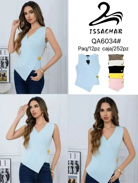 Blusa cruzada sin mangas con botón
