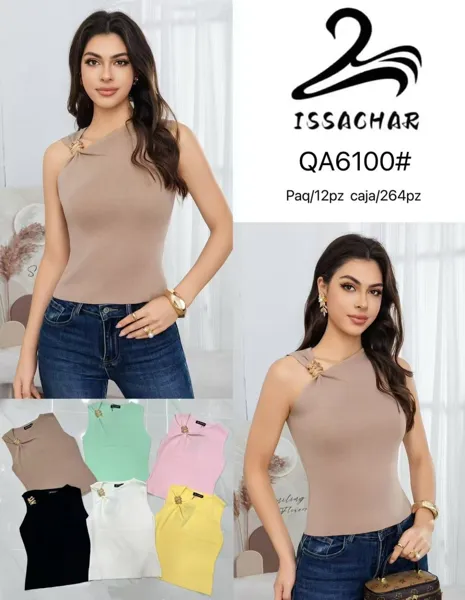 Blusa sin mangas con detalle de broche