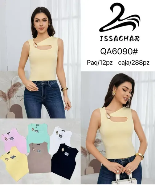 Blusa sin mangas con detalle de metal