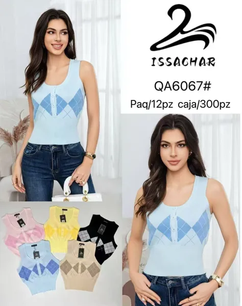 Blusa tejida de rombos con botones