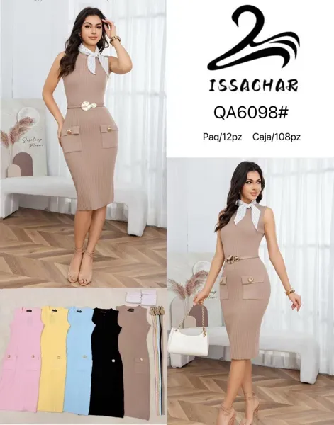 Vestido con bolsillos y cinturón
