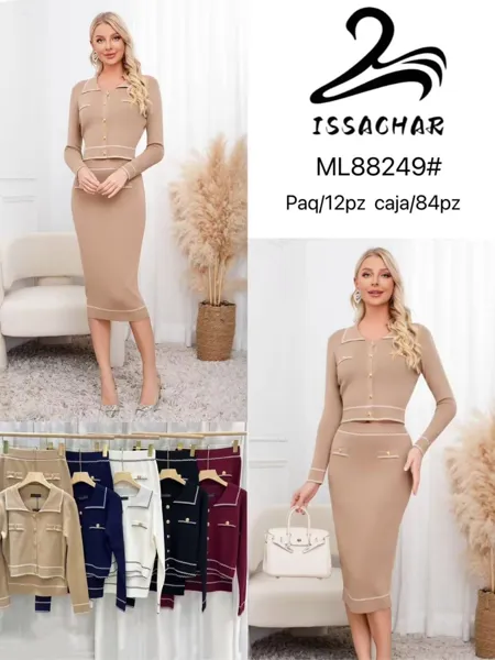 Conjunto de cárdigan y falda