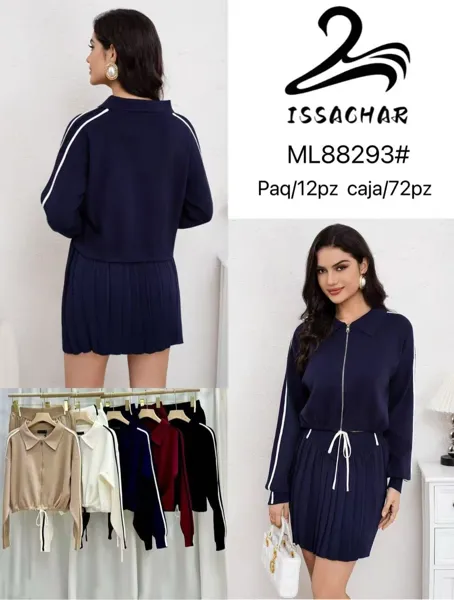 Conjunto de chaqueta y falda plisada