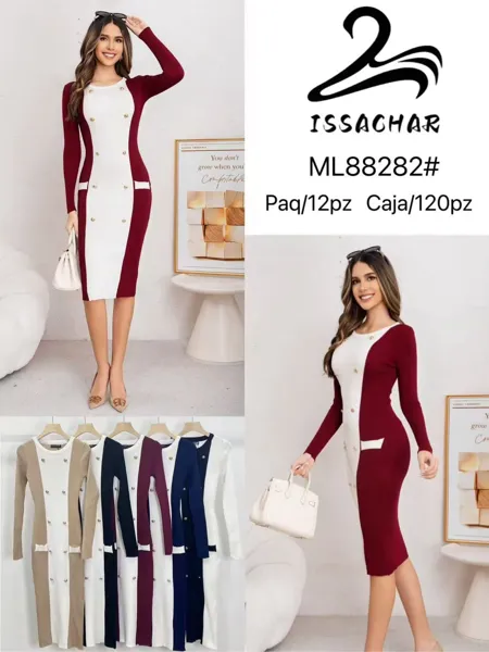 Vestido tipo suéter con botones