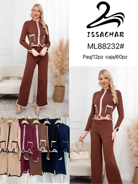 Conjunto de top con cierre y pantalón