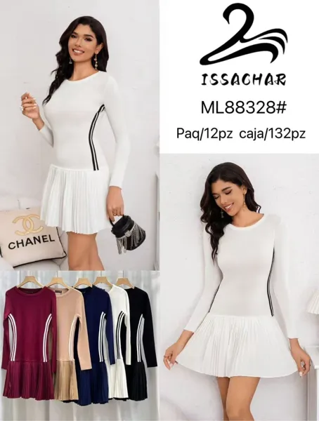 Vestido corto plisado