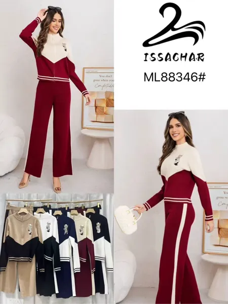 Conjunto de suéter con cierre y pantalón