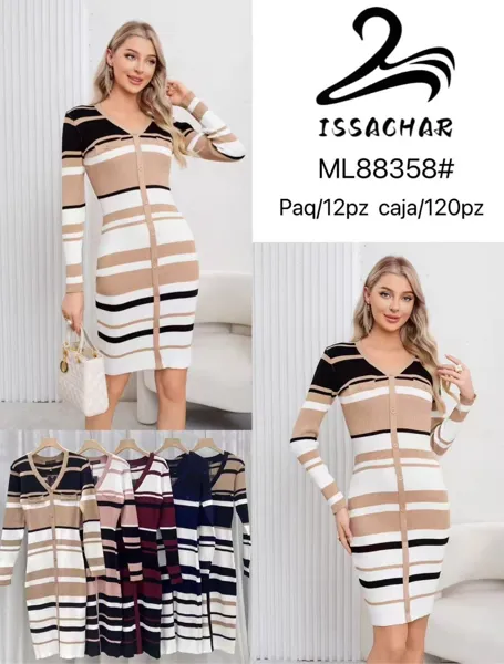 Vestido de botones a rayas