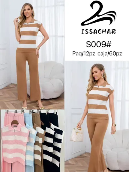Conjunto de top y pantalón a rayas