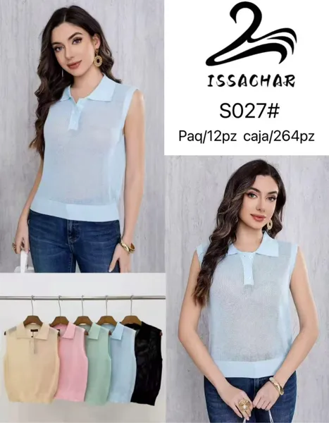 Blusa tipo polo sin mangas
