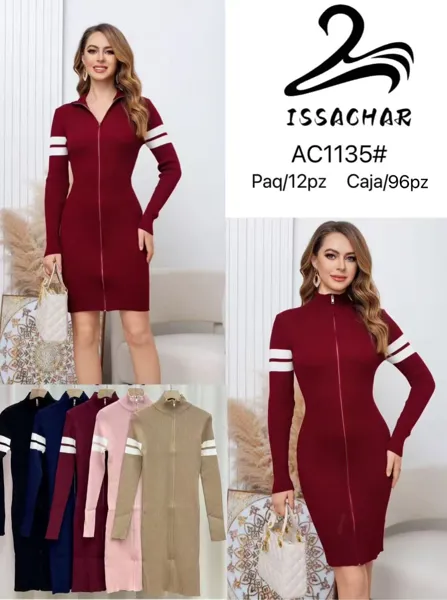 Vestido tejido con cierre frontal